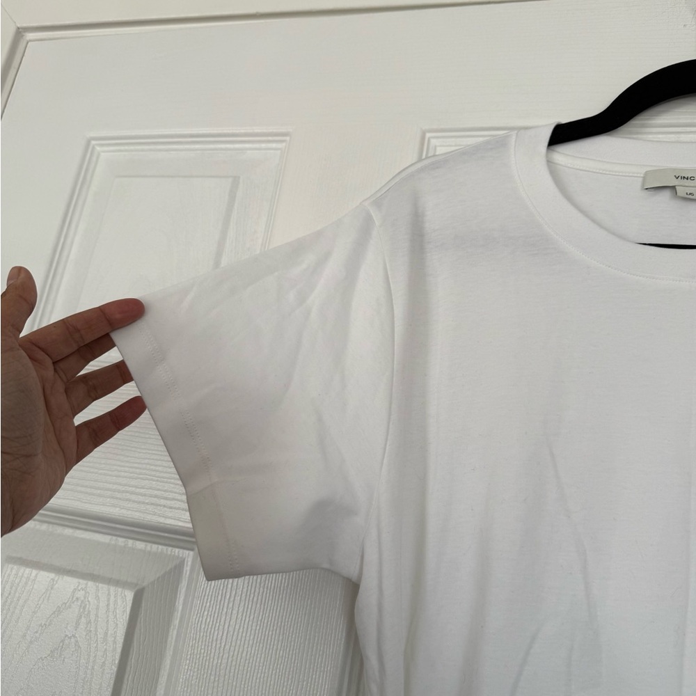 VINCE Off White Side Tie Cotton T-Shirt Mini Dress - Picture 5 of 11